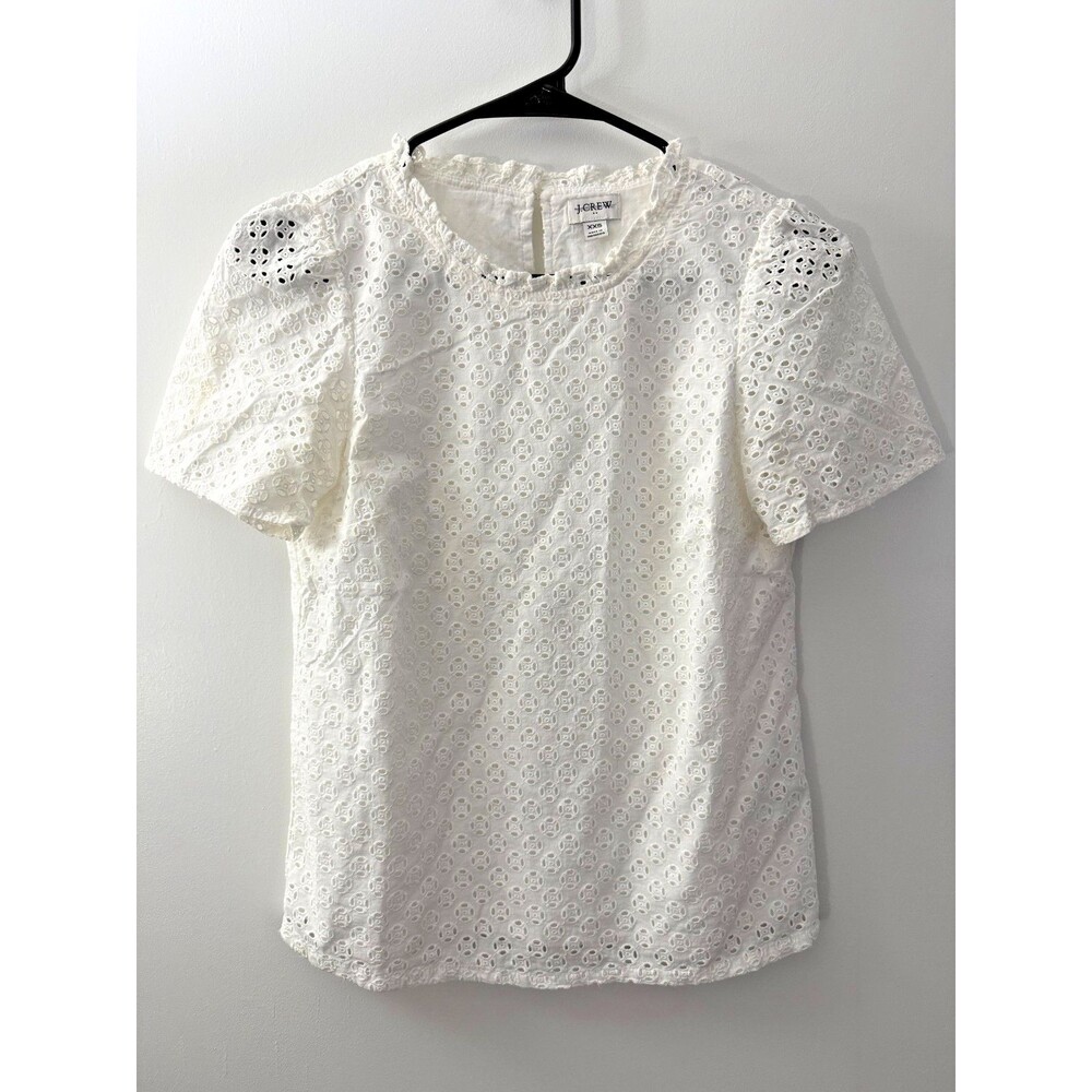 J Crew Angel Dreamy White Eyelet Lace Top Blouse Women's XS Romantic Fairy